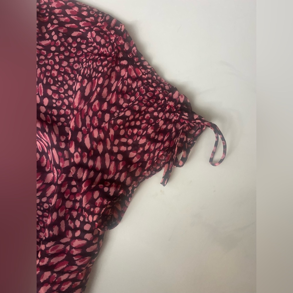 Bar III Pink Black Animal Print Ruffle Mini Dress Size 10 - Picture 6 of 13